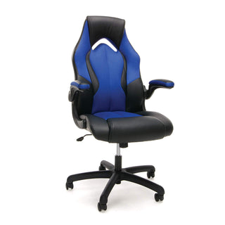 Essentials Racing Style Leather Gaming Chair - Ergonomic Swivel Computer, Office or Gaming Chair, Blue (ESS-3086-BLU)